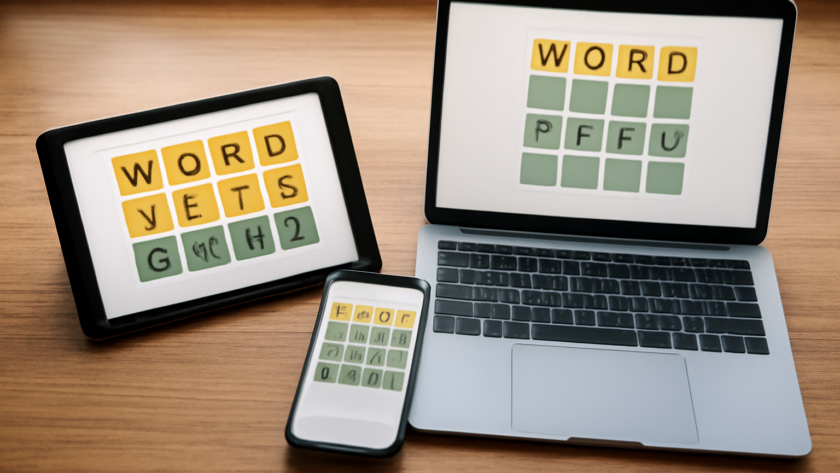 Tiga game kata Wordle, Connections, dan Spelling Bee ditampilkan di layar perangkat